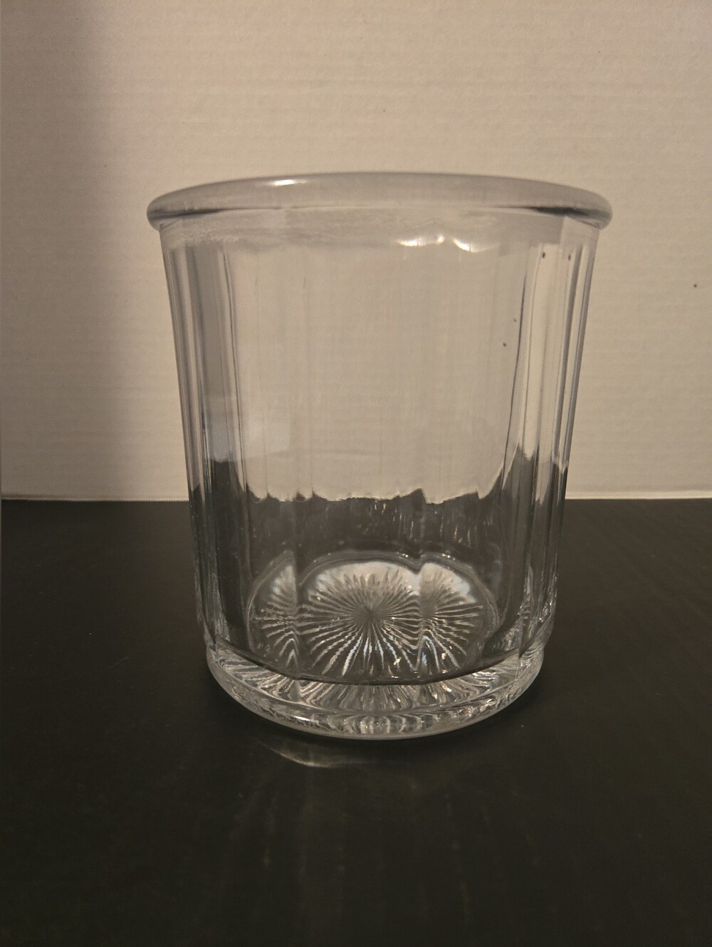 Vintage Clear Glass Flower Cache Pot Vase Planter Starburst Bottom Mcm